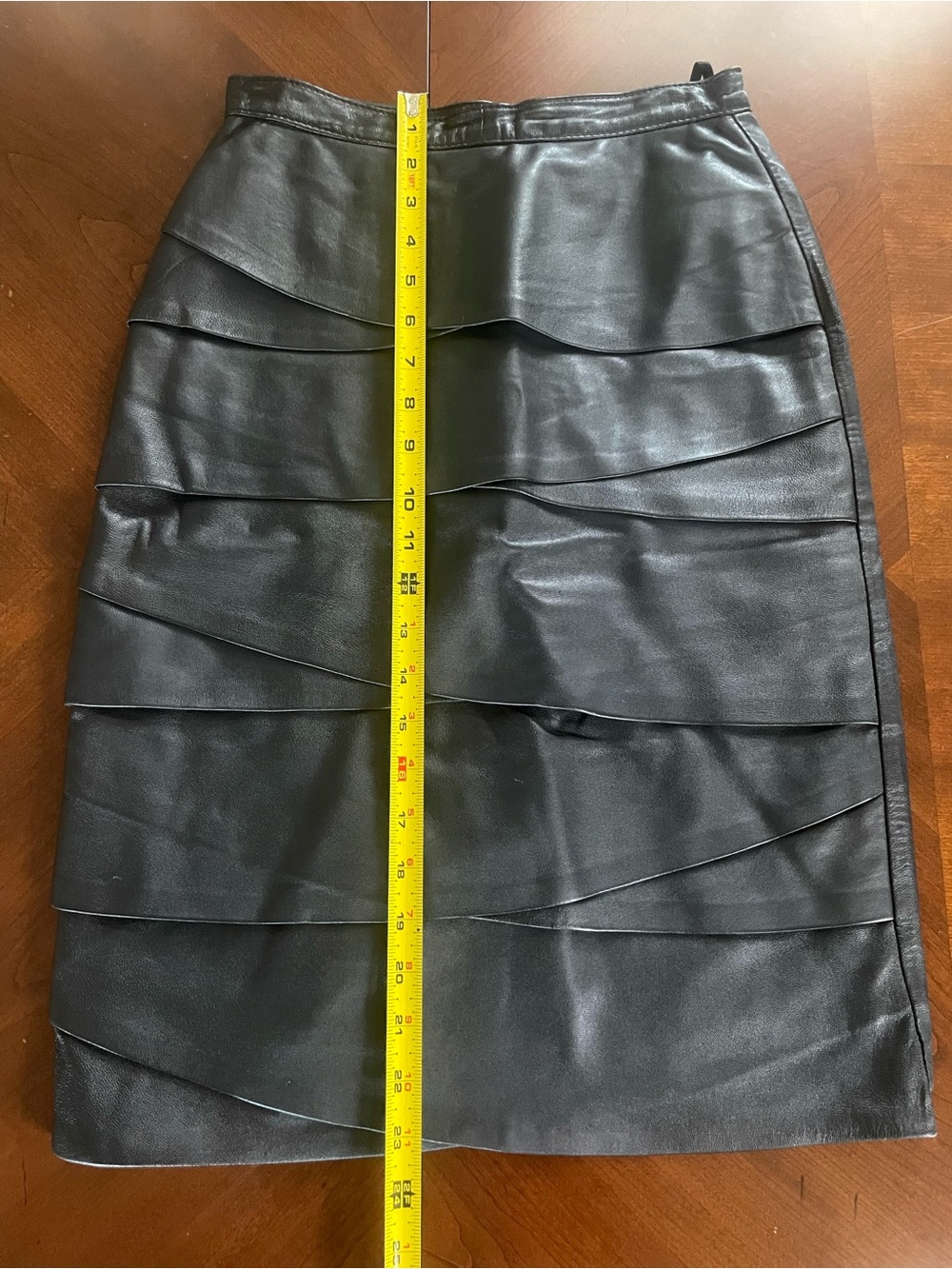 Demir Leather Pencil Skirt Asymmetric Paneled Black Size 4 - Picture 10 of 10